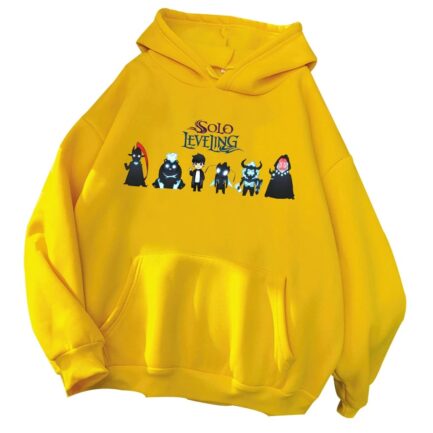 Solo Leveling Chibi Shadow Anime Hoodie Yellow