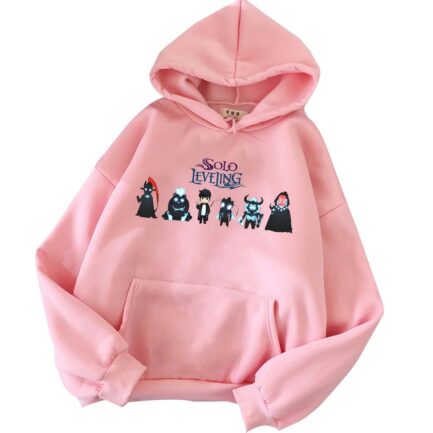 Solo Leveling Chibi Shadow Anime Hoodie Pink