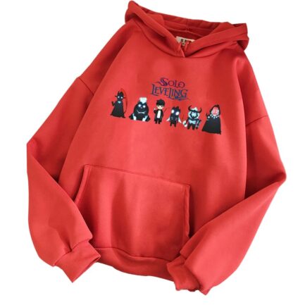 Solo Leveling Chibi Shadow Anime Hoodie Red