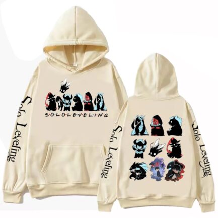 Solo Leveling Cute Shadow Army Hoodie Cream