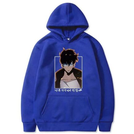 Solo Leveling Sung Jinwoo Anime Hoodie Blue