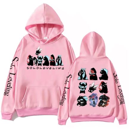 Solo Leveling Cute Shadow Army Hoodie Pink