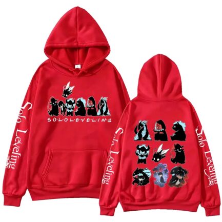 Solo Leveling Cute Shadow Army Hoodie Red