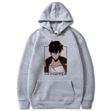 Solo Leveling Sung Jinwoo Anime Hoodie Gray