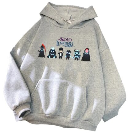 Solo Leveling Chibi Shadow Anime Hoodie Gray