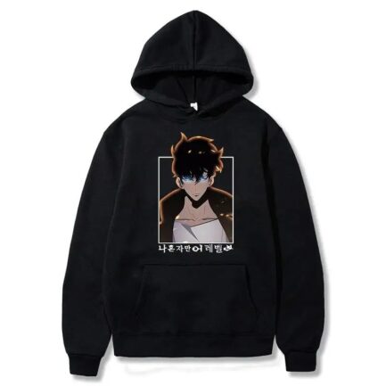 Solo Leveling Sung Jinwoo Anime Hoodie Black