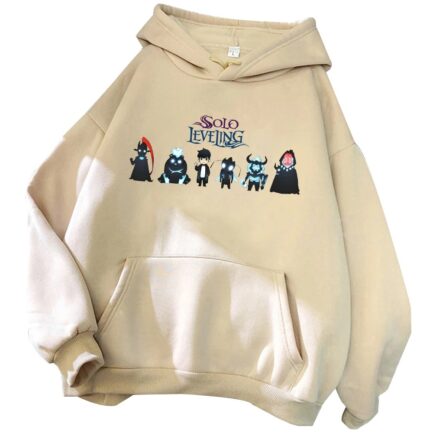 Solo Leveling Chibi Shadow Anime Hoodie Cream