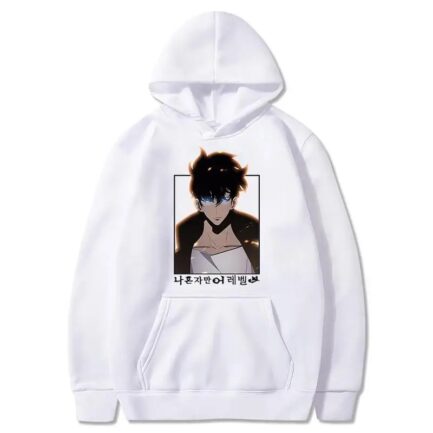 Solo Leveling Sung Jinwoo Anime Hoodie White