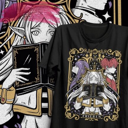 Frieren Anime Vintage Shirt Black