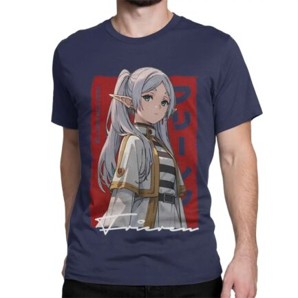 Frieren Anime T-Shirt Navy Blue