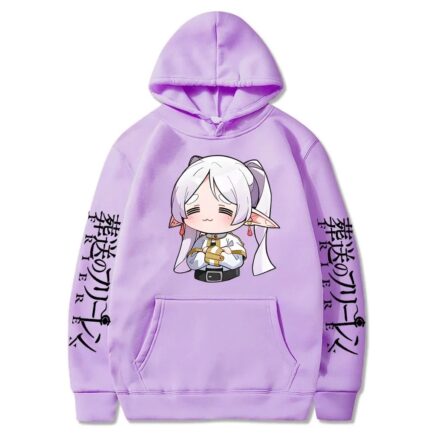 Frieren Chibi Anime Hoodie Purple