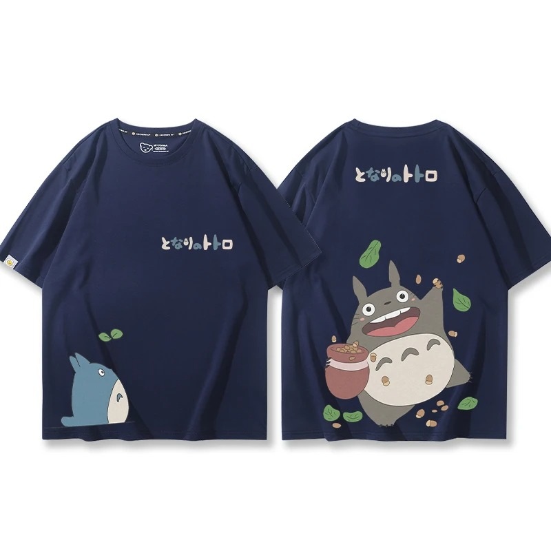 Studio Ghibli Totoro Oversized Anime Shirt Navy Blue