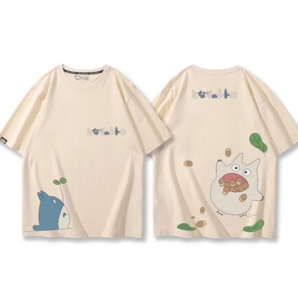 Cute Totoro Oversized Couple Shirt Khaki