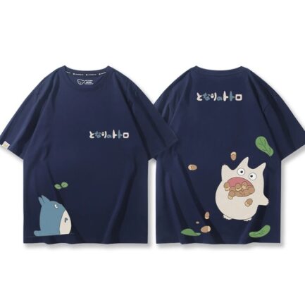 Cute Totoro Oversized Couple Shirt Navy Blue