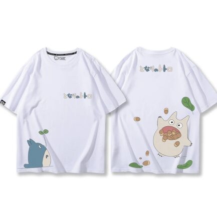 Cute Totoro Oversized Couple Shirt White