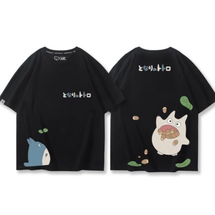 Cute Totoro Oversized Couple Shirt Black