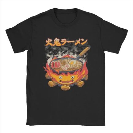 Studio Ghibli Calcifer Cooking Anime Shirt Black