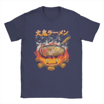 Studio Ghibli Calcifer Cooking Anime Shirt Navy Blue